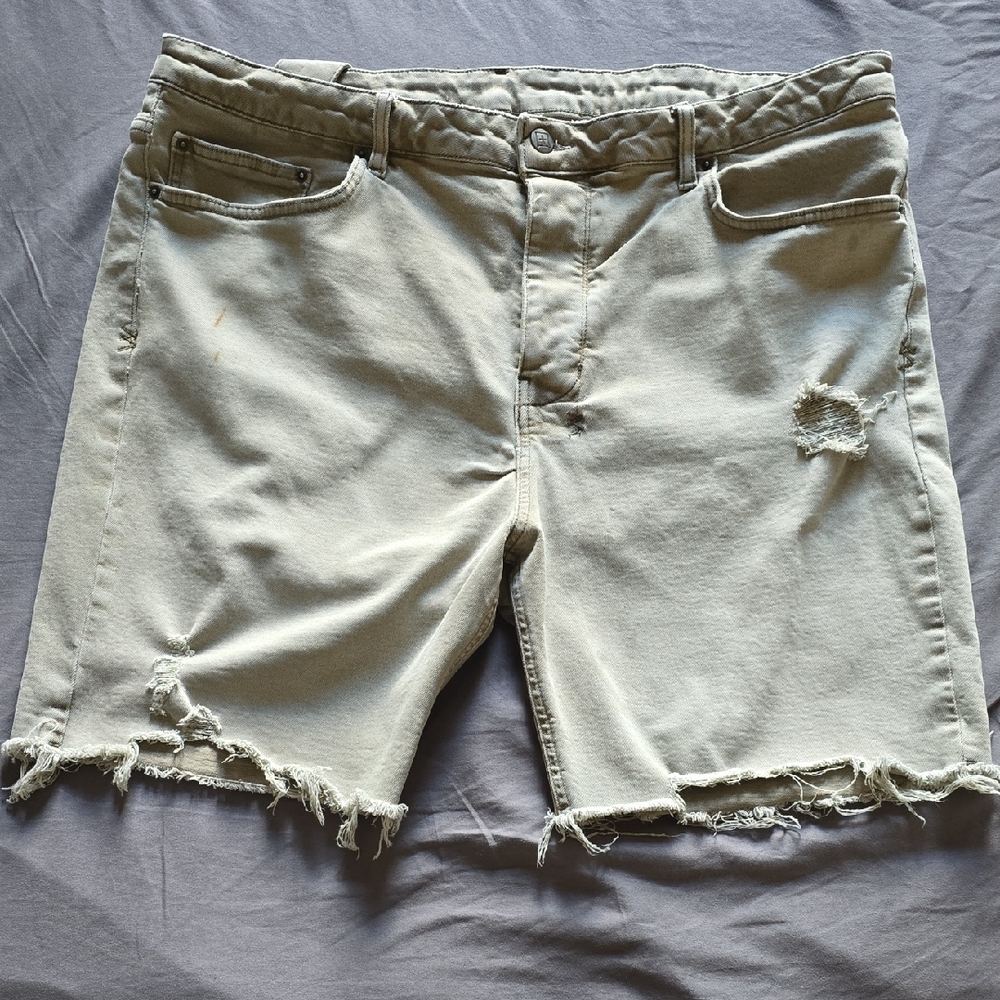 Ksubi Light Tan Distressed Jean Shorts